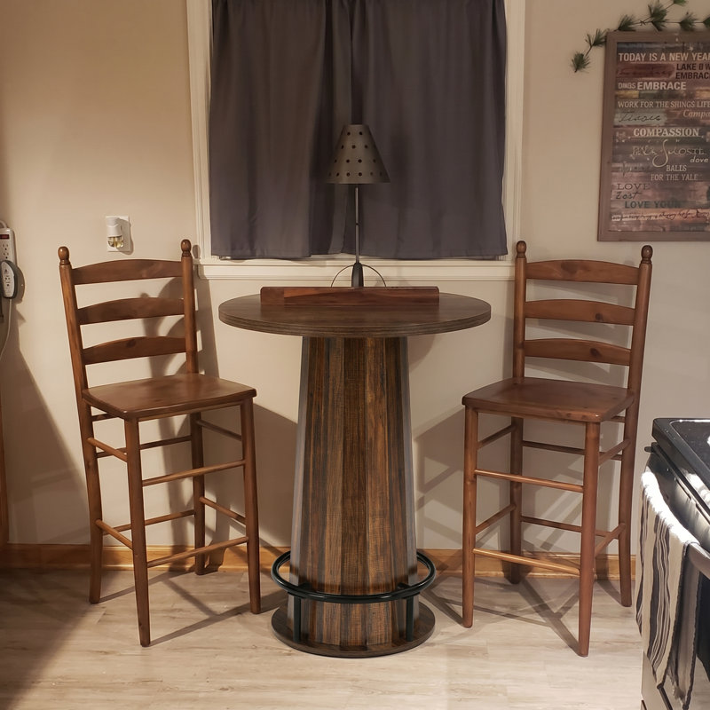 31.5-inch Bar Table With Metal Ring Footrest，round Dining Table