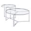 Table basse gigogne ronde en métal chromé, 2 pièces, plateau en verre