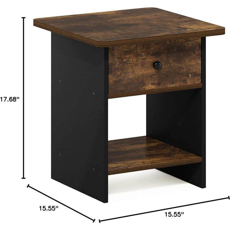 Brigette End Table with Storage, Amber Pine/Black