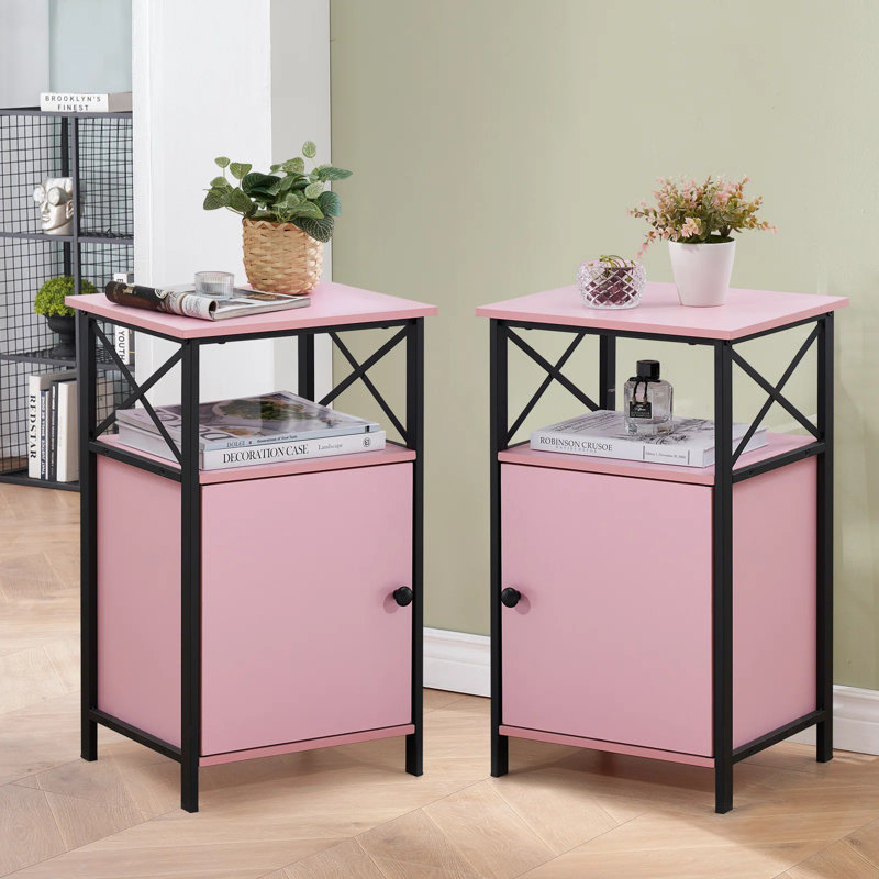 Iron Bedside Table, Pink
