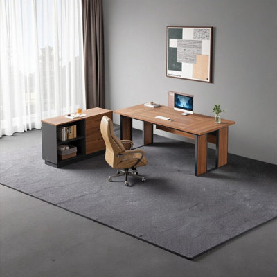 63" L-Shaped Executive Desk Computer Desk Writing Desk with 47" File Cabinet - Premium Office Furniture Set