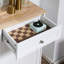 Armoire pour poubelle de cuisine inclinable avec tiroir, solution de gestion des déchets élégante et compacte pour les cuisines modernes.