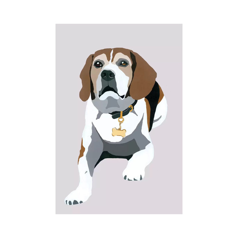 Beagle On Gray by Julie Ahmad - Wrapped Canvas Print, 20.32 cm H x 30.48 cm W