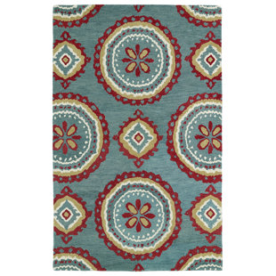 Anns Handmade Tufted Wool Teal Area Rug