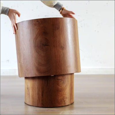 Ensemble de 2 tables basses gigognes, tables rondes en bois pour petits espaces, meubles décoratifs modernes et durables pour le salon et la chambre à coucher
