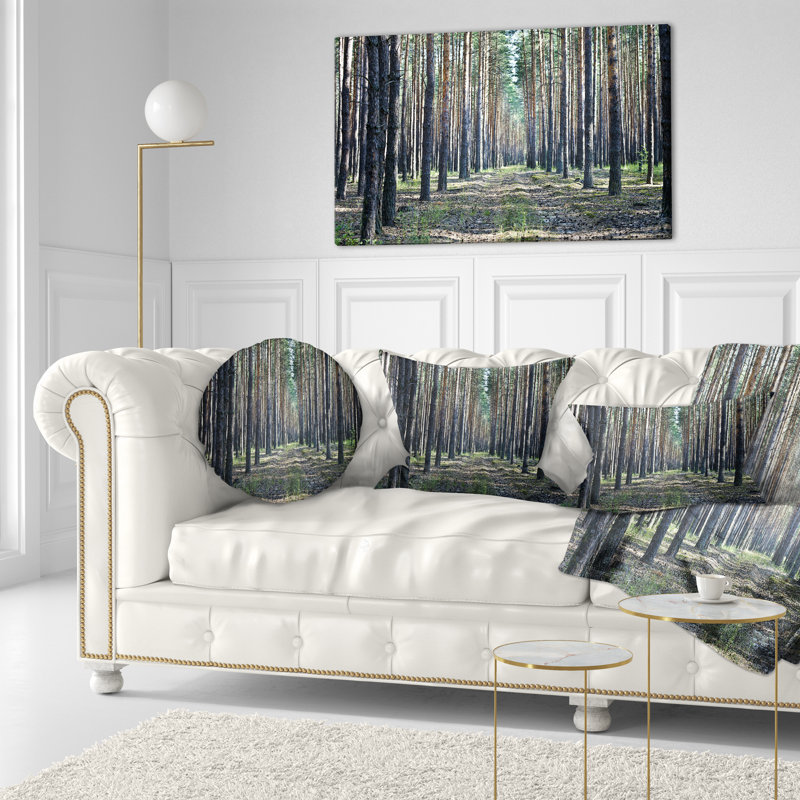 Forest Road in Thick Woods - Forest Printed Throw Pillow