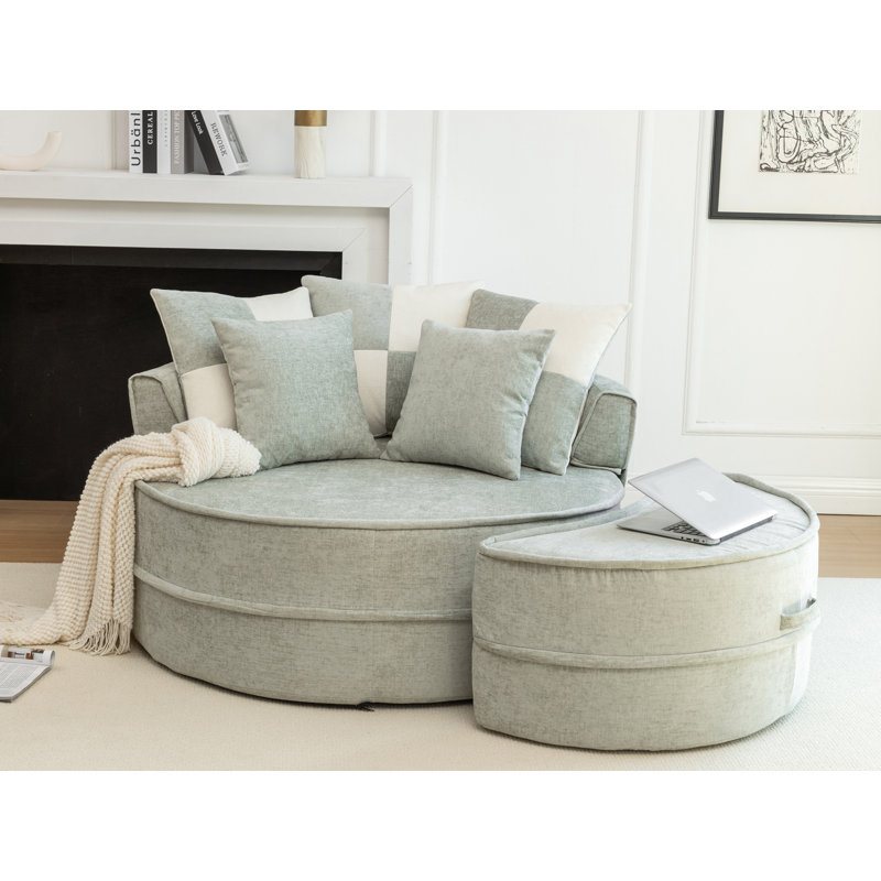 Fauteuil demi-tonneau rembourré avec repose-pieds, Vert