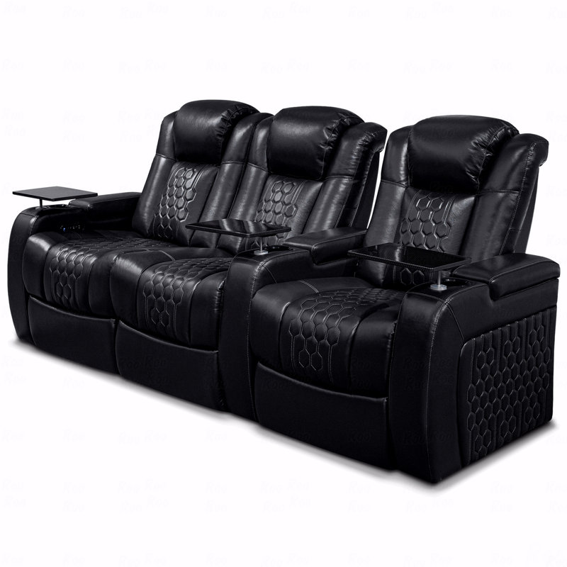 93,3 po avec fonction inclinable électrique pour 3 personnes fabriquées avec nappa de grain supérieur, relaxation entièrement réglable, charge intelligente, RVB dynamique avec éclairage à DEL