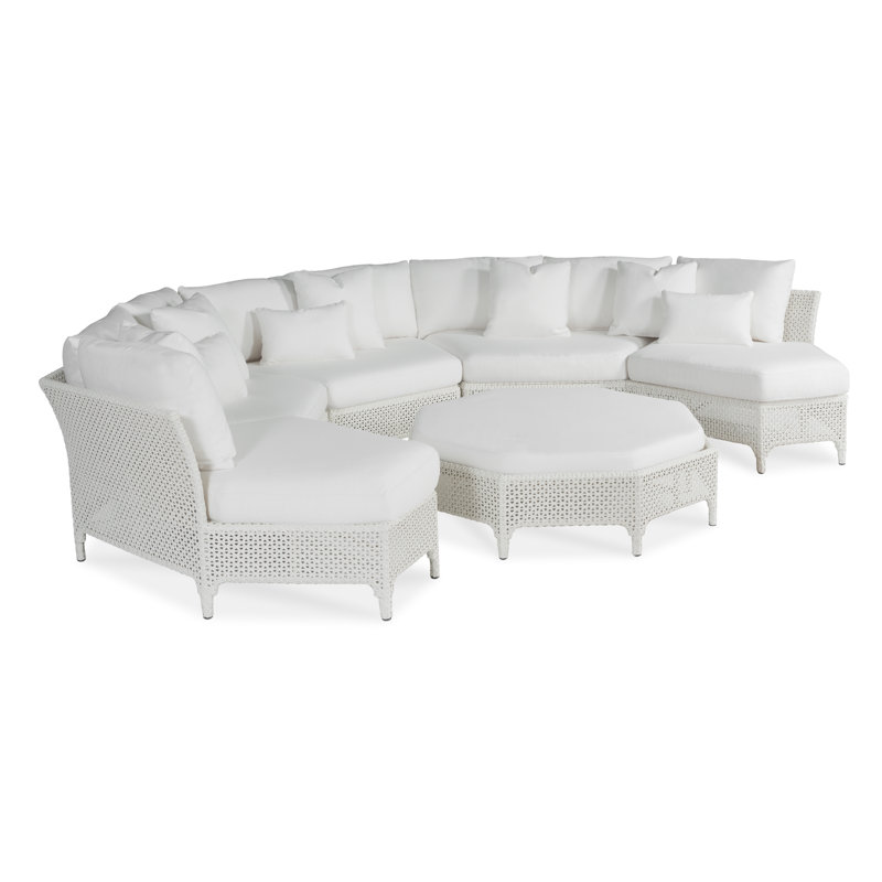 Tangier Outdoor Ottoman, Beige/Brown 71628L22, Chalk White