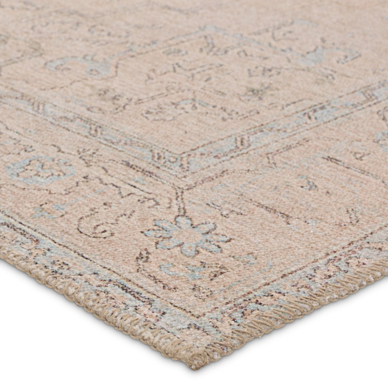 Fanelli Power Loomed Performance Beige/Light Blue Rug, Runner 2'6'' x 10'
