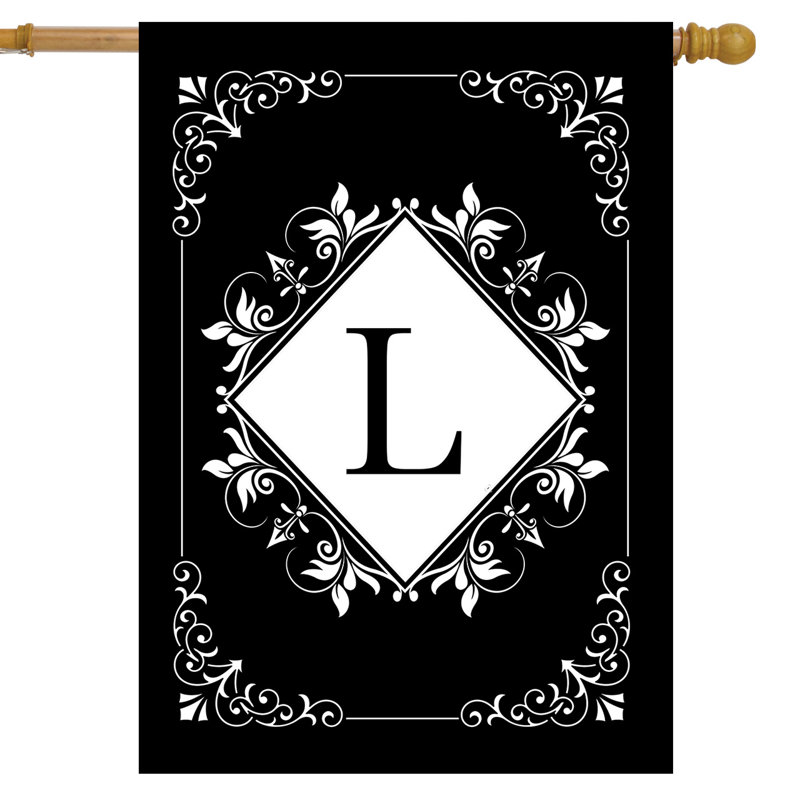 Drapeau de maison noir et blanc monogramme L