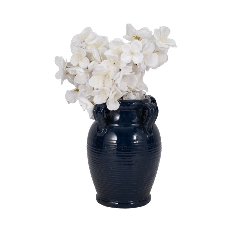 Ceramic/Porcelain Table Vase, Glossy White, 7" H x 5" W x 5" D