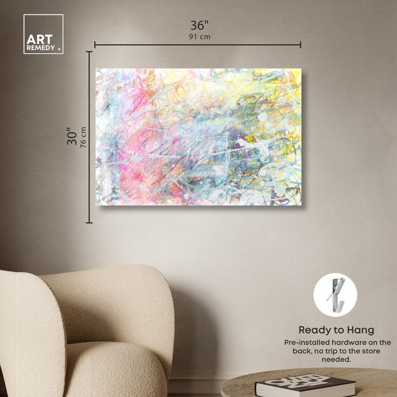 "Neon Grounds", art mural abstrait pastel par Art Remedy, Toile tendue, H 36 po x l 45 po