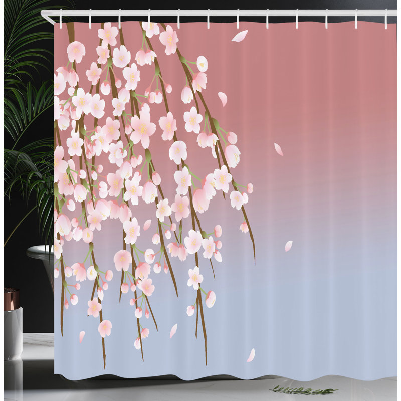 Shower Curtain with Hooks Included, 70" H x 69" W, Blush