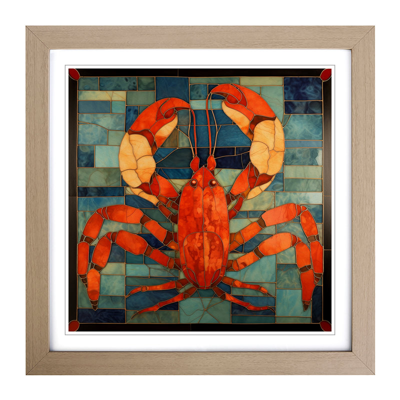 Lobster Art Deco - Framed Print, Oak
