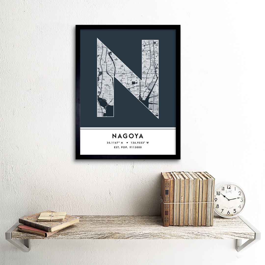 Nagoya City Map Nagoya Japan City Map - Single Picture Frame Typography