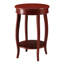 Table en bois rouge avec tablette - Sublime votre décoration. Conçue pour durer. Côté arrondi. Rangement inférieur. Élégance moderne. Fabriquée avec des matériaux de qualité.