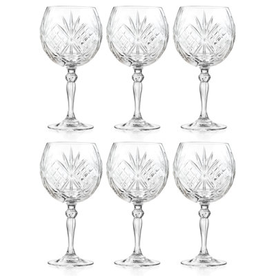 Gin Tonic Glass - Verre à vin - Cocktail - Coupe - Verre à pied - Ensemble de 6 verres en cristal - Verre - Gobelets en ballon magnifiquement conçus - Chaque verre mesure 18 oz. - par Barski