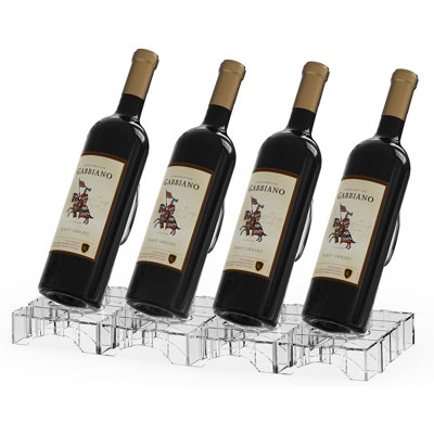 Acrylic Wine Rack Countertop, Expandable Modular Wine Bottle Display Stand, Clear Wine Holder For Home Bar Decor, Kitchen, Small Spaces, Dinner Parties & Gifts (4)