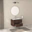 Meuble-lavabo mural 30 po avec lavabo flottant à deux tiroirs en noyer foncé avec lavabo intégré en céramique 30 po