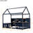 Twin House Bed With Led And Organized Storage - Navy Blue Size Practical Shelf Options-675670937