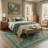 Peafowl Collection Vintage Machine Green Indoor Area Rug with Non-Slip Backing-824556541