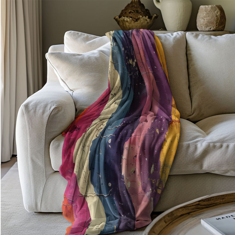 Violet rétro - couverture Sherpa de qualité supérieure 1 pièce, Grand lit