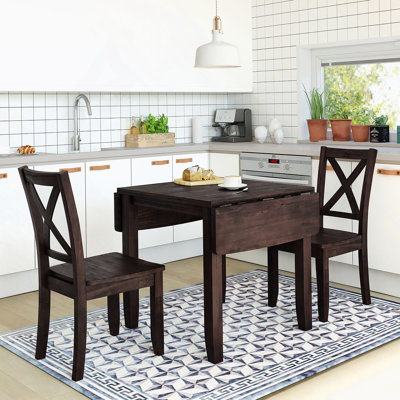 Ensemble de table de salle à manger 3 pièces avec 2 chaises à dossier en X et espresso