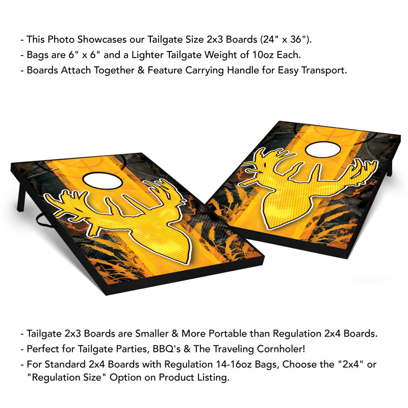 2' X 3' Deer Sportsman Tailgate Size Cornhole Set+E70