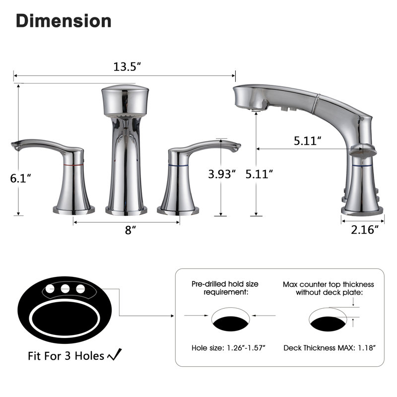 Widespread 2-handle Bathroom Faucet, Chrome
