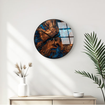Elegant Decorative Glass Wall Clock, 15.7 inches Diameter | 100% Glass with 0.16 inches Thickness | Modern Design for Living Room, Office, and Home Decor | Stylish Timepiece for Any Wall