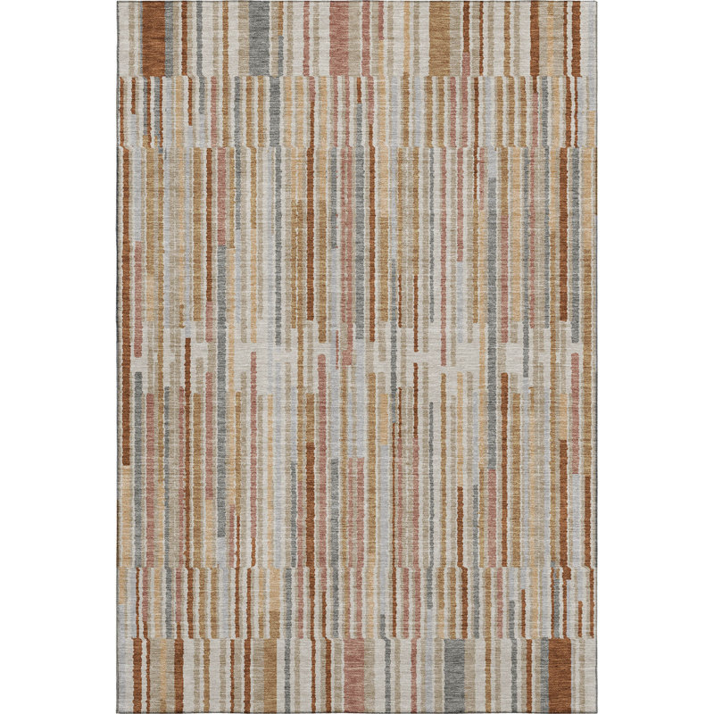 Premium Machine Washable Mayfield AMF2102 Striped Rug, 9' x 12', Blush