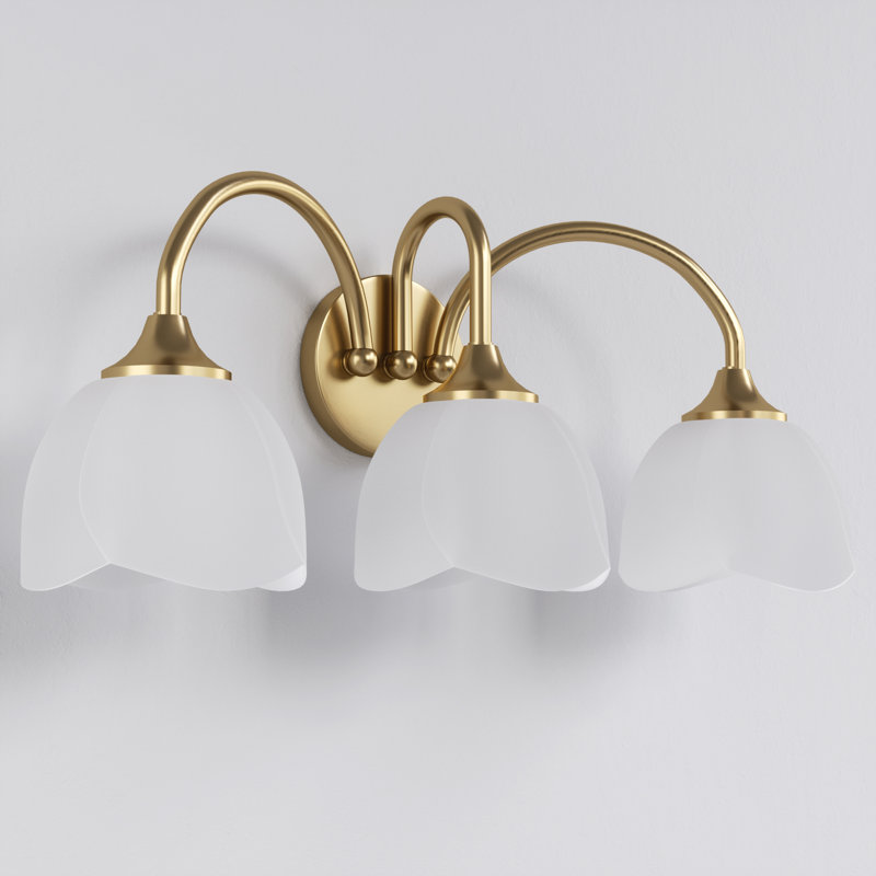 3 - Light 23.6"W Dimmable Iron ETL Bathroom Vanity Lights with Opal Glass, Polished Brass, 3, 9.92" H X 23.66" W X 7.6" D