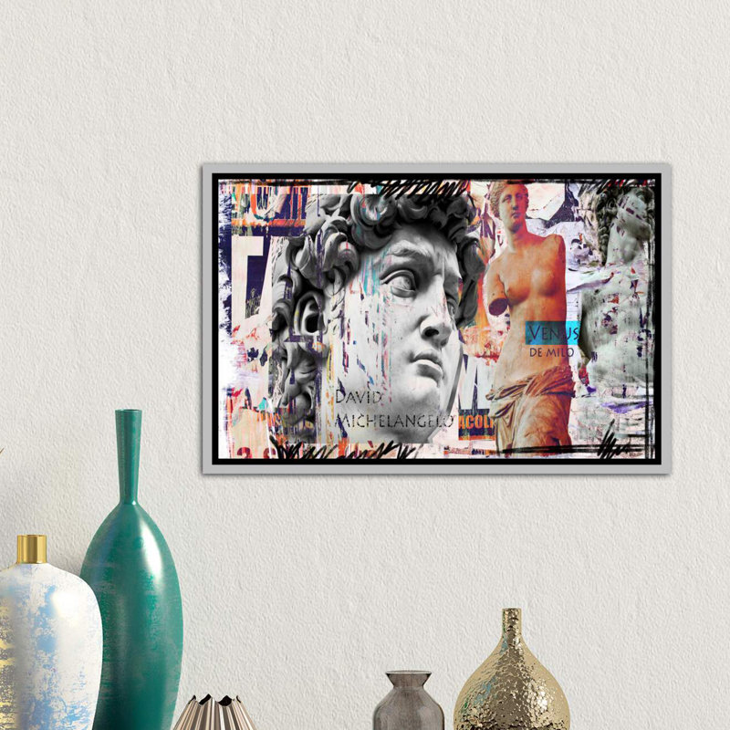 «David and Venus» par Luz, reproduction d'art, H 18 po x l 26 po x P 1,5 po, Toile avec cadre argenté