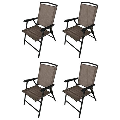 Four Seasons Courtyard Sunny Isles Outdoor Folding Lounge Chairs, 4 Pack, Brown