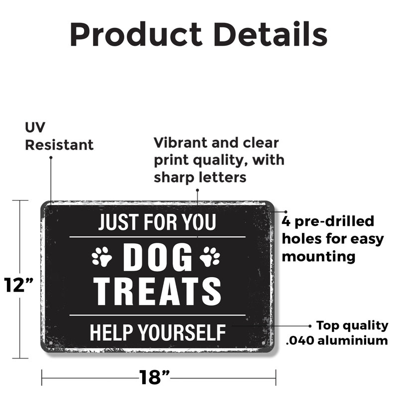 Plaque pour chien en aluminium 12 po x 18 po