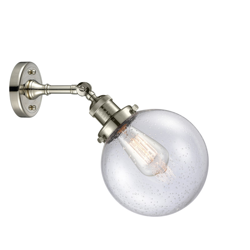 Applique murale pour salle de bain 1 lumière Clementina, Grainé, Nickel poli, Ampoule non incluse