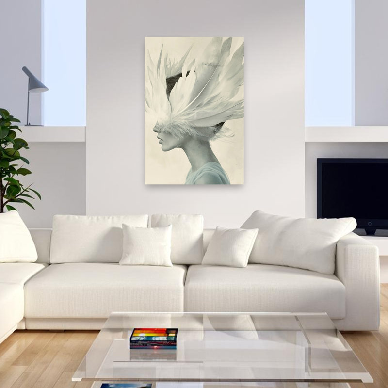Portrait mural délicat, dramatique et élégant, inspiré par Feathered Vision, H 48 po x l 32 po