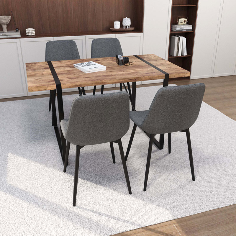 Ensemble de table de salle à manger en bois aggloméré de 55 po et ensemble de chaises de salle à manger 4 pièces 55 po