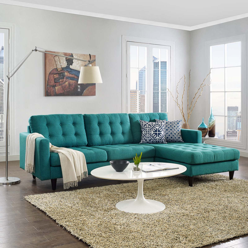 Canapé modulaire Modway Empress, H 34 po x l 99,5 po x P 60,5 po, Granite 100% polyester, Orienté à gauche (vu de face)