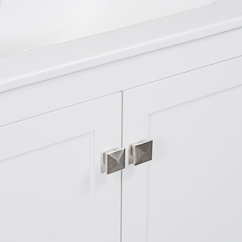 Bathroom Vanity Set With Double Vanities, White, Silver Black