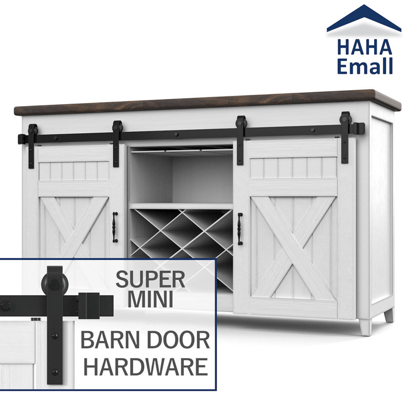 Black Carbon Steel Mini Sliding Barn Door Hardware Kit, 4ft