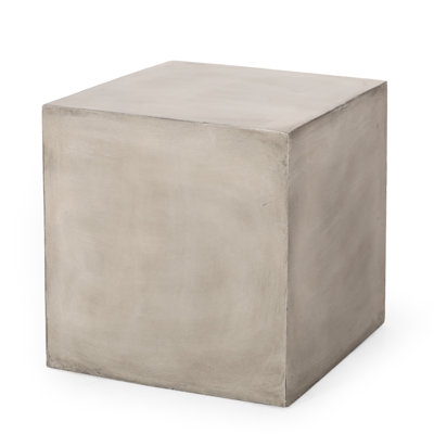 Grey Outdoor End Table - Complements Decor Side Simple Cube Design, Concrete, 22"X22"X22.5", Ready To Transform Your Space