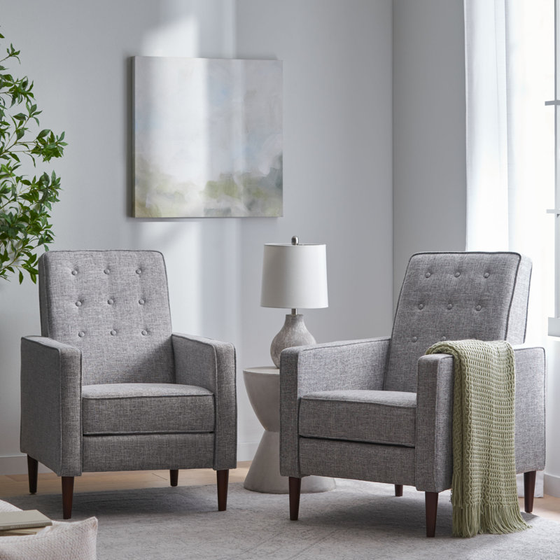 Upholstered Recliner, Light Gray 100% Polyester