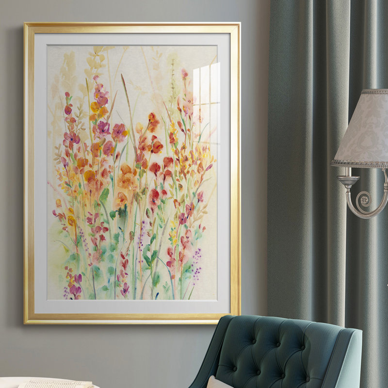 Brillant floral II - imprimé, H 42,5 po x l 30,5 po x P 1 po, Cadre doré