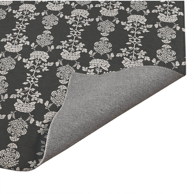 Pia Decorative Lightweight Office Mat, 60" W x 36" D, Charcoal