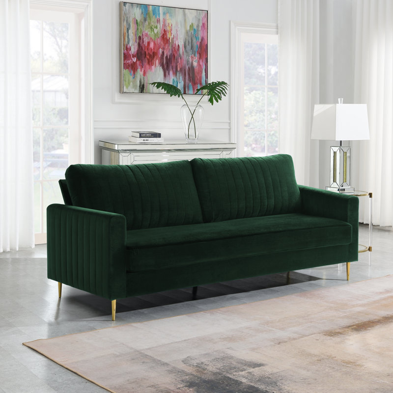 Malverne 3 Seater Velvet Sofa, Green