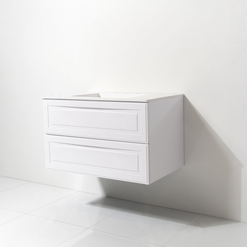 Ensemble de meuble-lavabo simple 42 "avec comptoir à surface solide Cavion, Blanc
