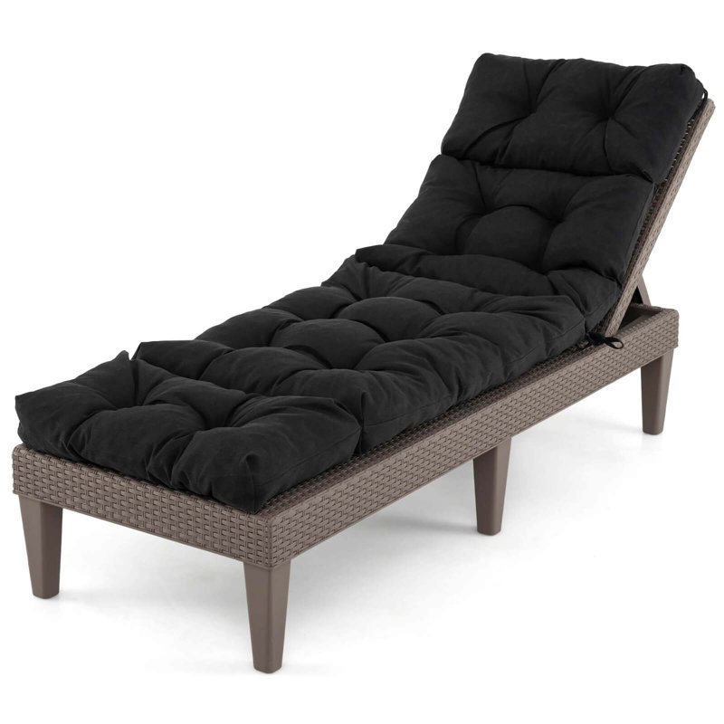 Coussin de chaise longue rembourré, Noir