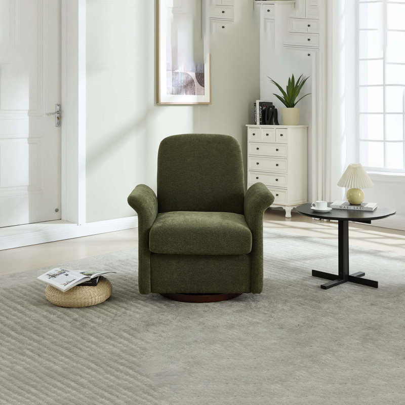 Fauteuil d'appoint pivotant avec base en bois
